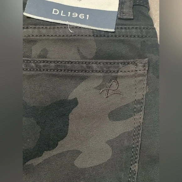 DL1961 Women Green Camo Florence Skinny Mid Rise Instascupt Crop Jeans NEW Sz 24 - Picture 6 of 9